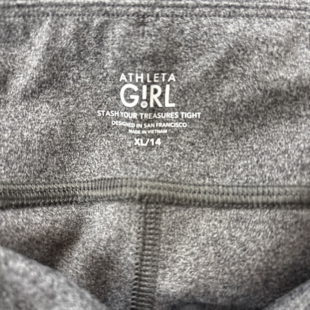 Athleta Girl XL 14 Stash Your Treasures Tight Charcoal Gray Leggings Side Pocket - Picture 6 of 7